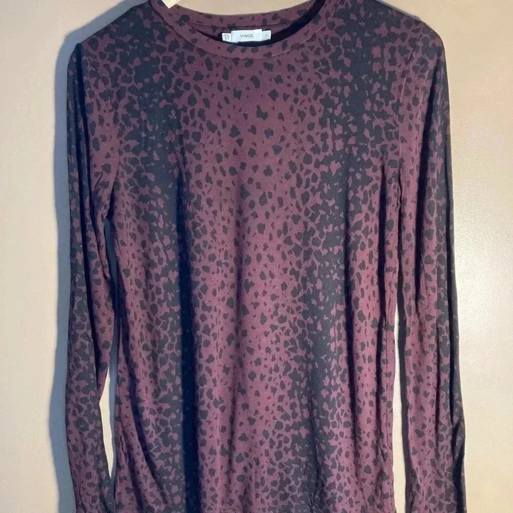 Vince burgundy black  long sleeve viscose tee